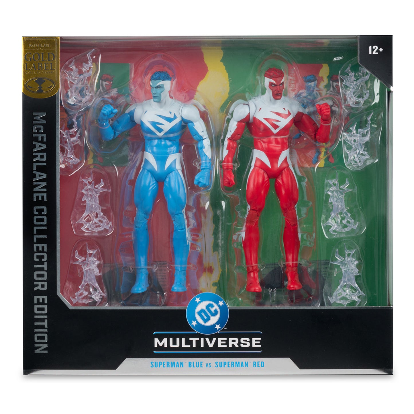 DC Multiverse Superman Blue vs Superman Red Gold Label EXCLUSIVA