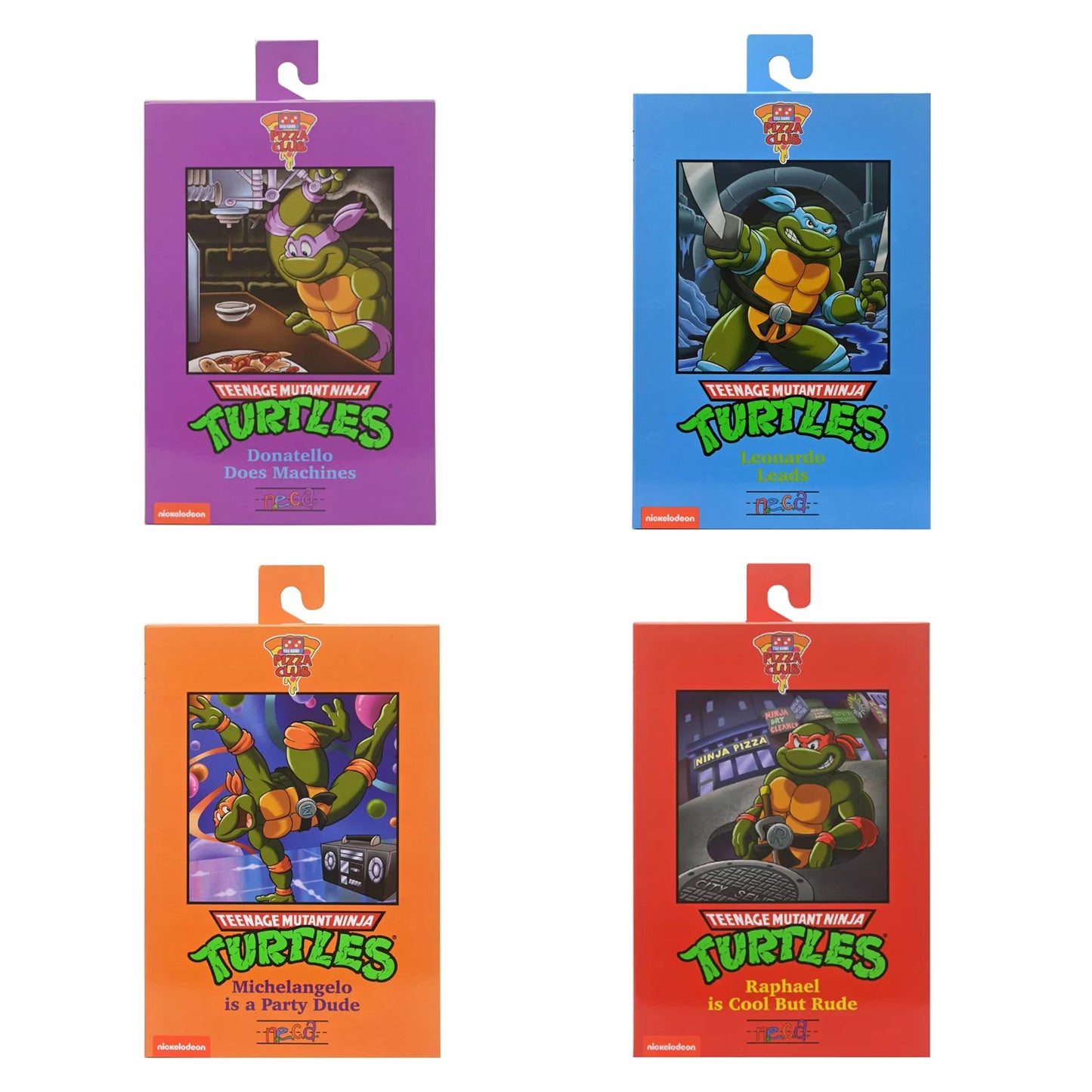 NECA TMNT Cartoon Pizza Club Set de 4 EXCLUSIVA